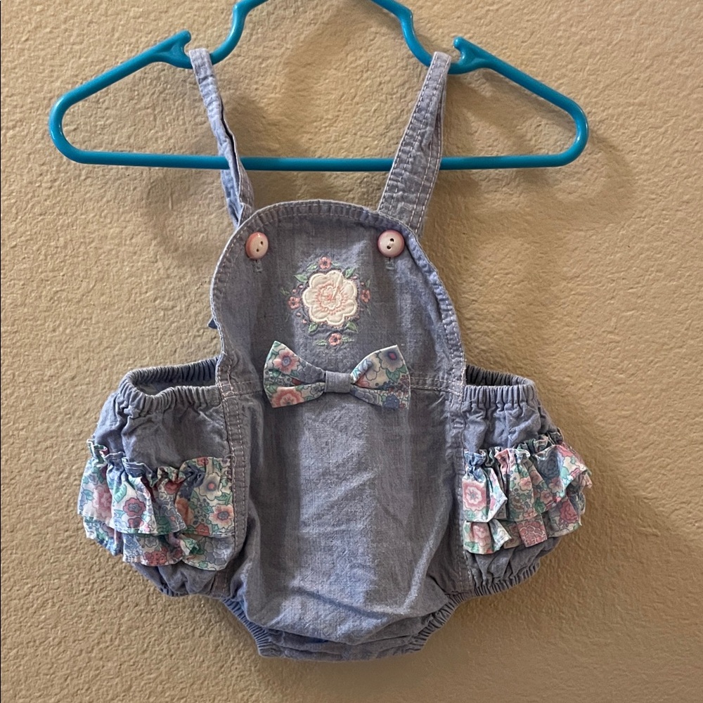 Unique Vintage Floral Embroidered Kids Romper